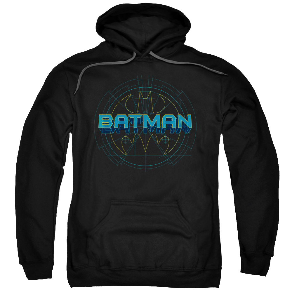 BM2240-AFTH-8 Batman & Bat Tech Logo Adult Pull-Over Hoodie, Black - 5X