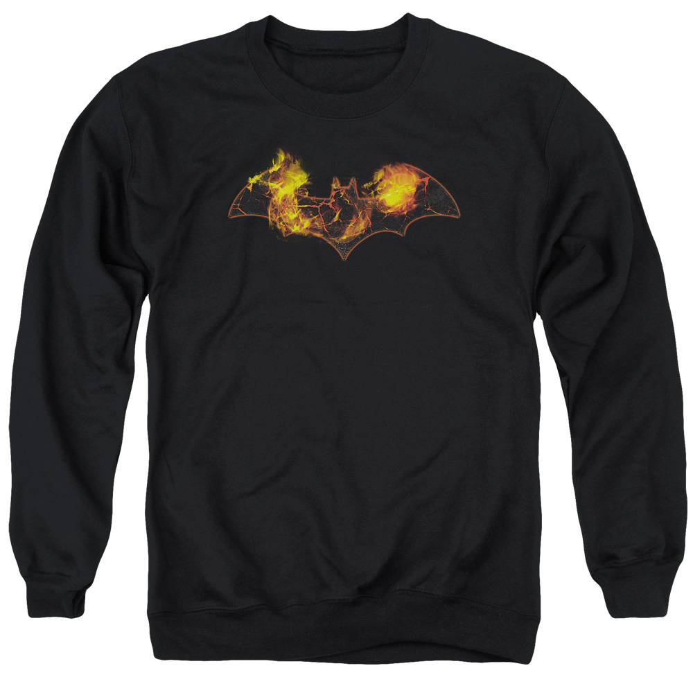 Batman & Molten Logo Long Sleeve Adult Crewneck Sweatshirt, Black - Extra Large
