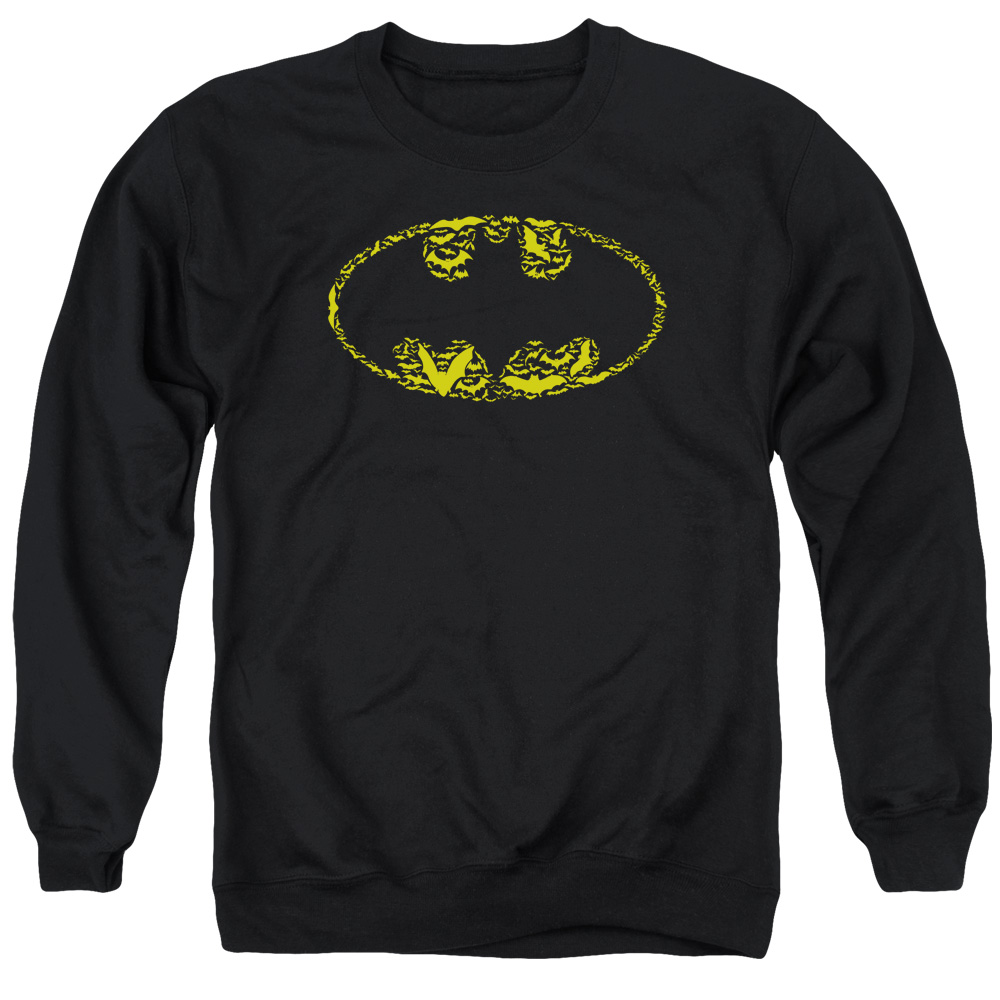 Batman & Bats on Bats Long Sleeve Adult Crewneck Sweatshirt, Black - 3X