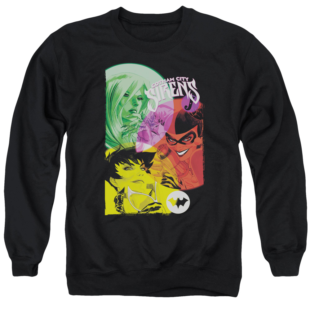 Batman & Gotham Sirens Long Sleeve Adult Crewneck Sweatshirt, Black - Large