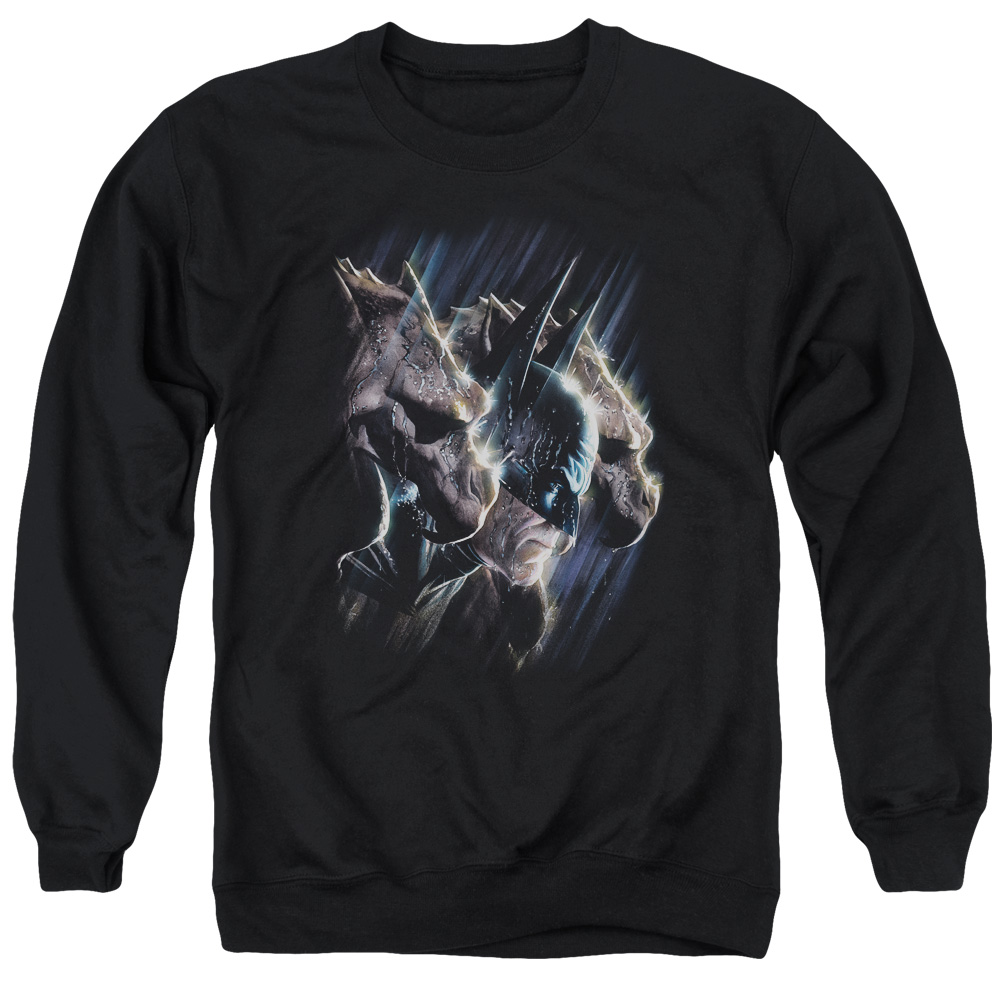 Batman & Gargoyles Long Sleeve Adult Crewneck Sweatshirt, Black - Small