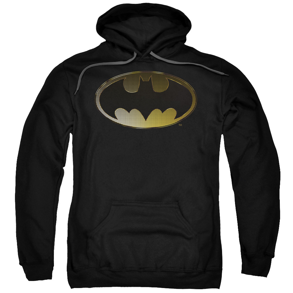 Batman & Halftone Bat Adult Pull-Over Hoodie, Black - 5X