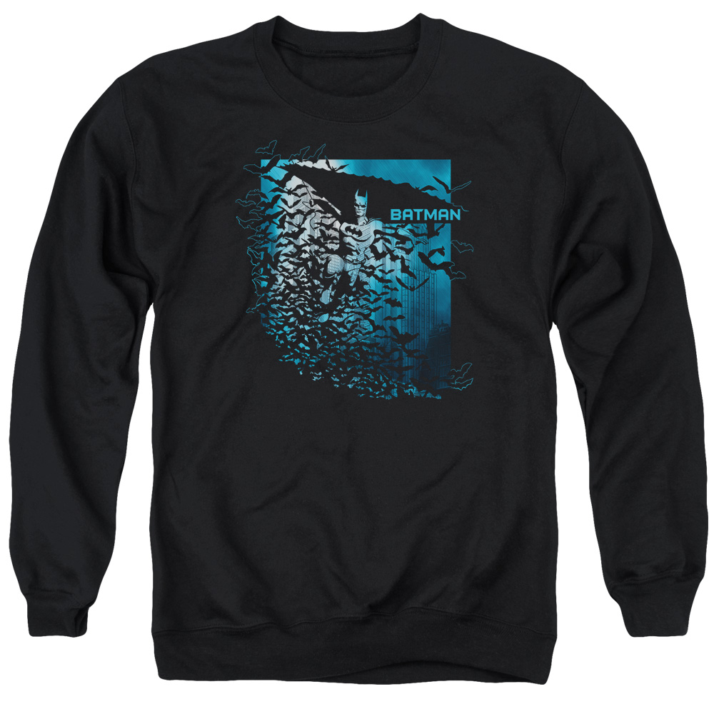 Batman & Bat Among Bats Long Sleeve Adult Crewneck Sweatshirt, Black - 3X