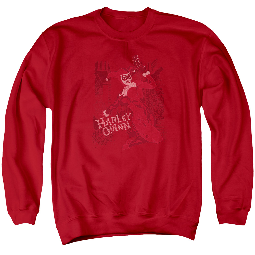 Batman & Harleys Packing Long Sleeve Adult Crewneck Sweatshirt, Red - 2X