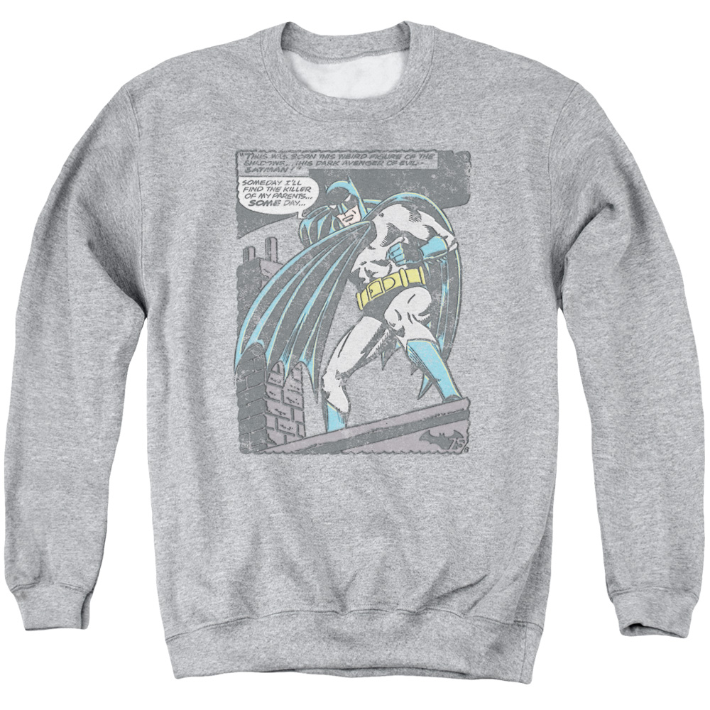 Batman & Bat Origins Long Sleeve Adult Crewneck Sweatshirt, Athletic Heather - Large