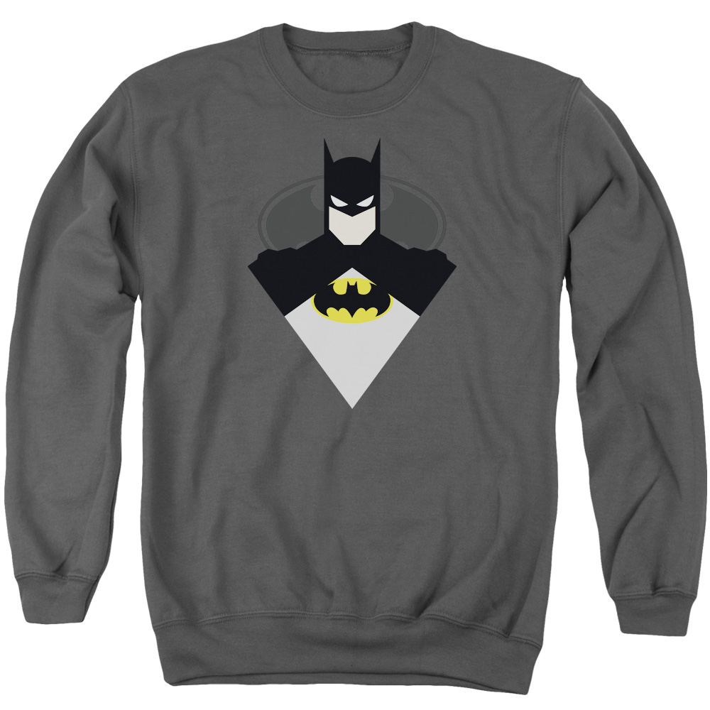 Batman & Simple Bat Long Sleeve Adult Crewneck Sweatshirt, Charcoal - Small