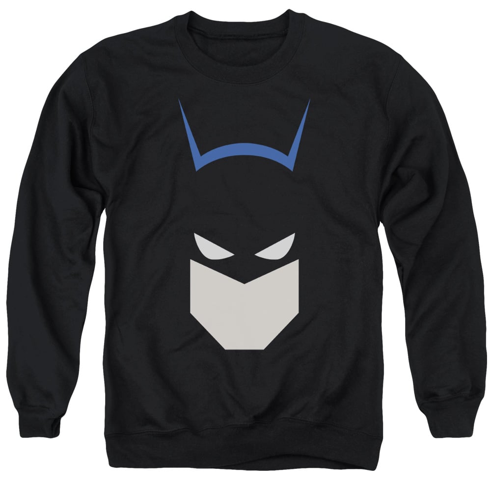 Batman & Bat Head Long Sleeve Adult Crewneck Sweatshirt, Black - Medium