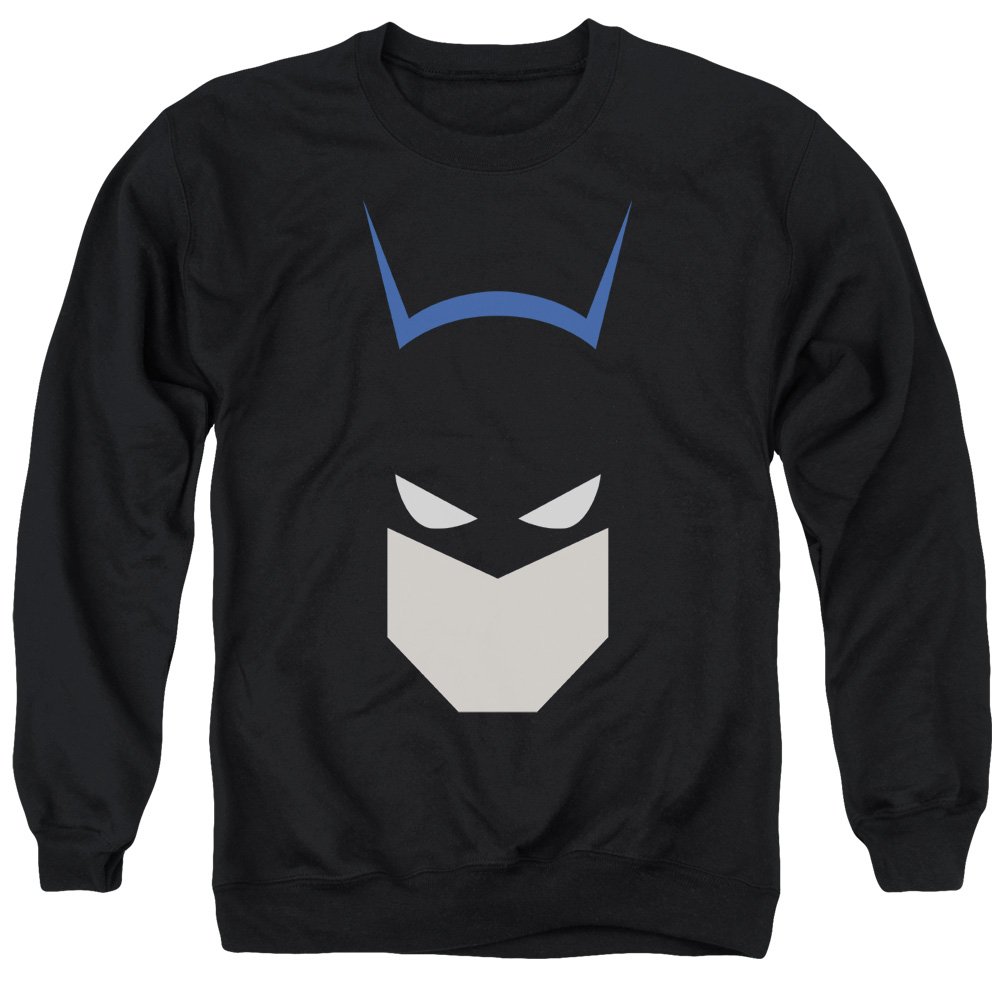 Batman & Bat Head Long Sleeve Adult Crewneck Sweatshirt, Black - Large
