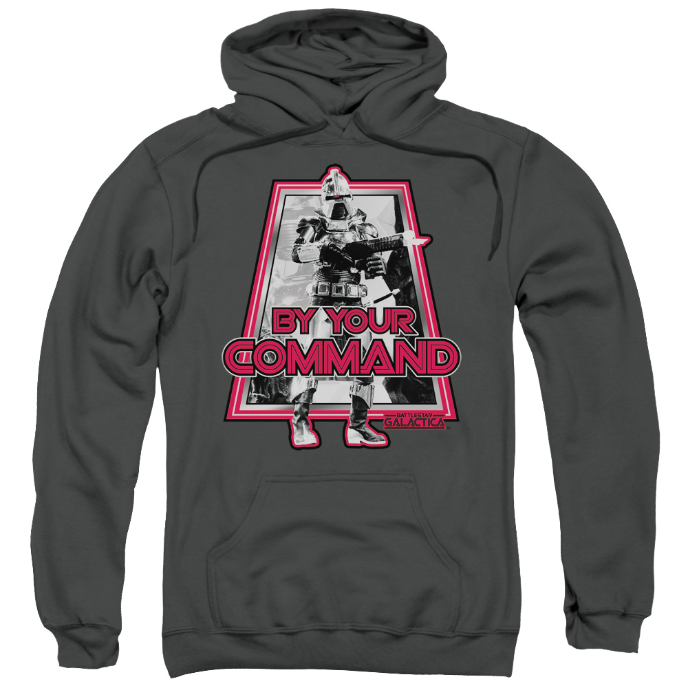 BSG143-AFTH-1 BSG & by Your Command Adult Pull-Over Hoodie, Charcoal - Small