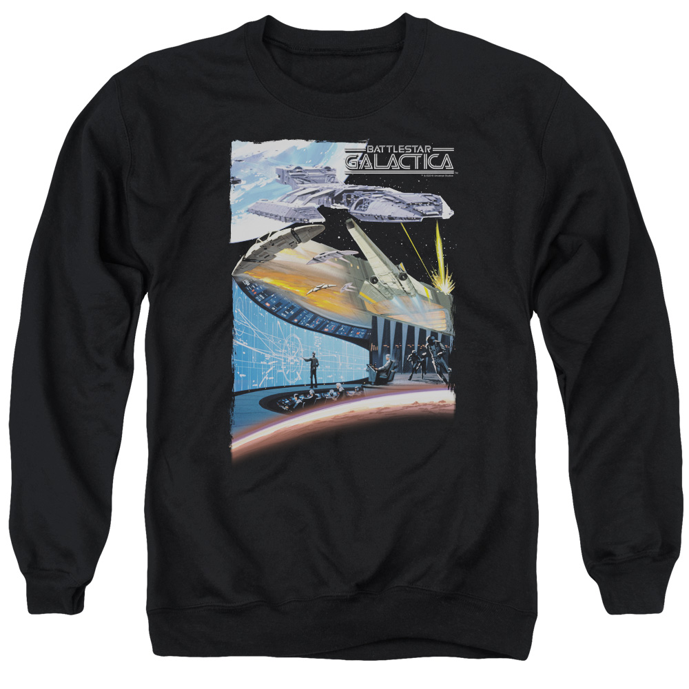 BSG & Concept Art Long Sleeve Adult Crewneck Sweatshirt, Black - Medium