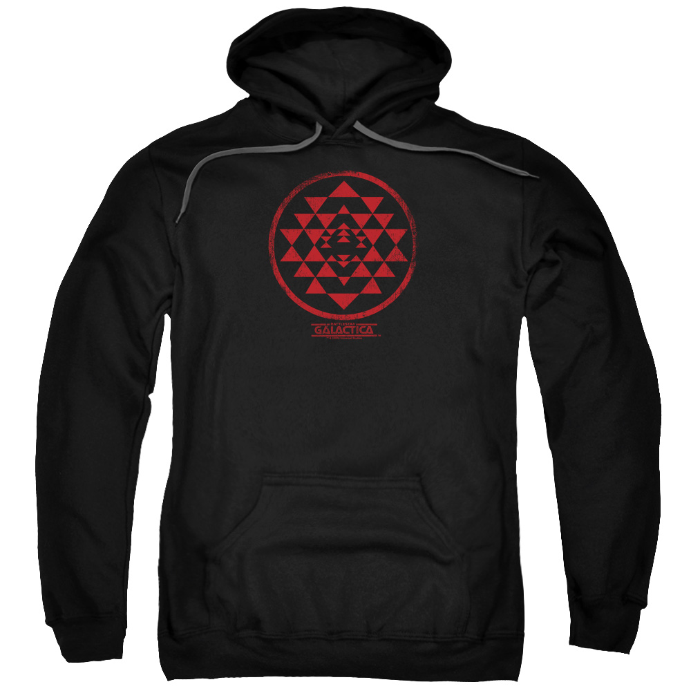 BSG222-AFTH-4 BSG & Red Squadron Patch Adult Pull-Over Hoodie, Black - Extra Large