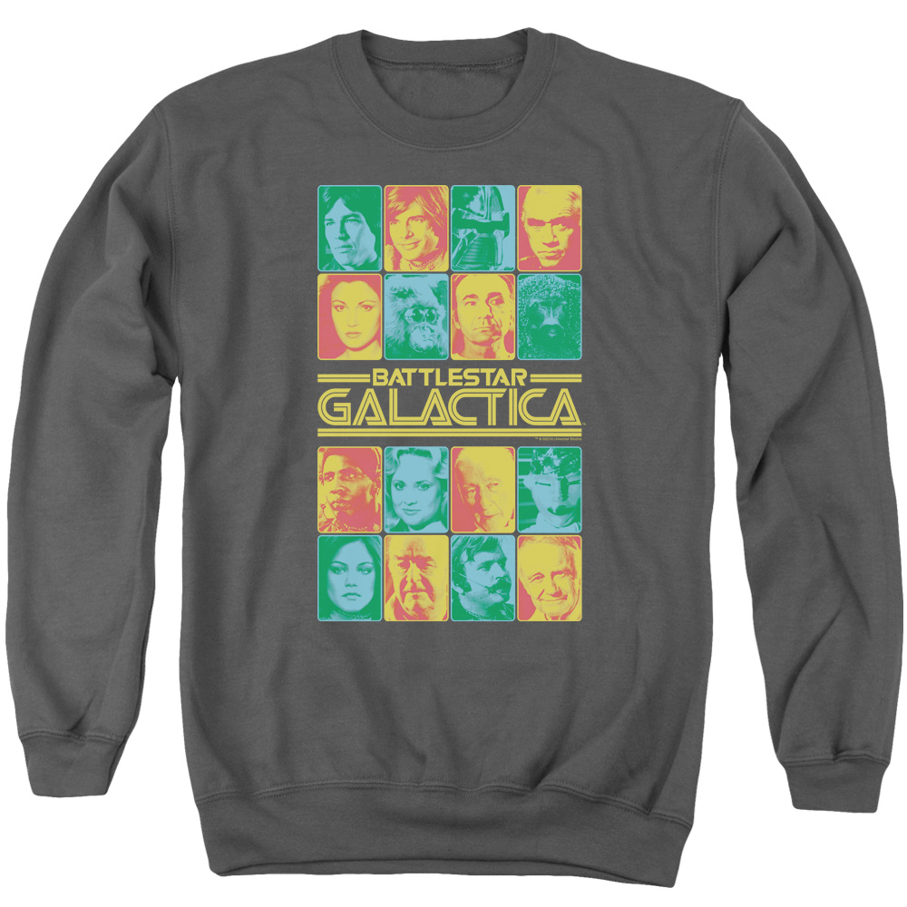 BSG & 35th Anniversary Cast Long Sleeve Adult Crewneck Sweatshirt, Charcoal - Large