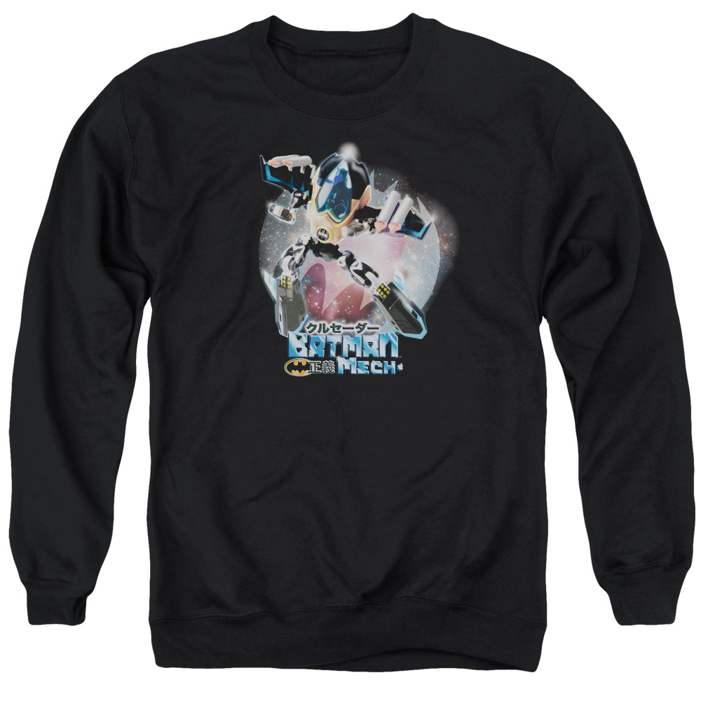 BM1793-AS-4 Batman & Batman Mech Long Sleeve Adult Crewneck Sweatshirt, Black - Extra Large