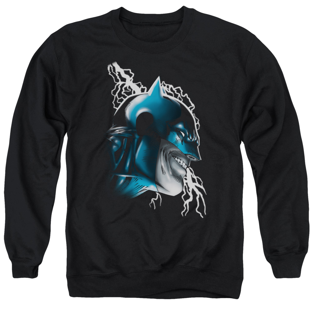 BM1849-AS-6 Batman & Crazy Grin Long Sleeve Adult Crewneck Sweatshirt, Black - 3X