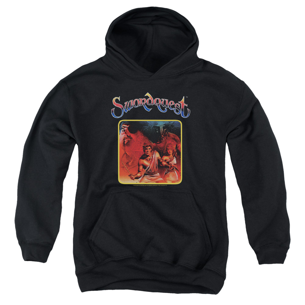 ATRI205-YFTH-4 Atari & Swordquest Youth Cotton Pull-Over Hoodie, Black - Extra Large