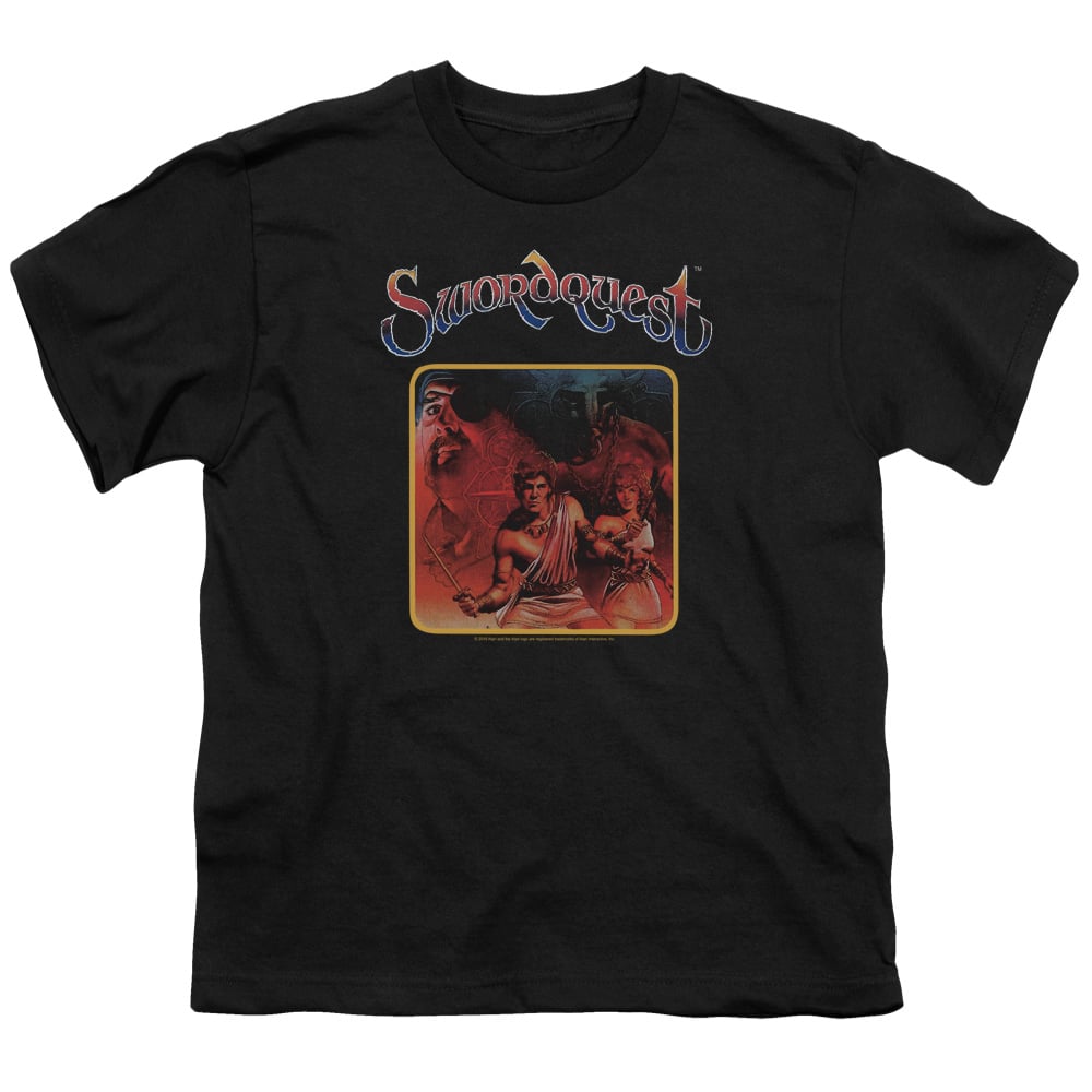 Atari & Swordquest Short Sleeve Cotton Youth 18-1 T-Shirt, Black - Medium