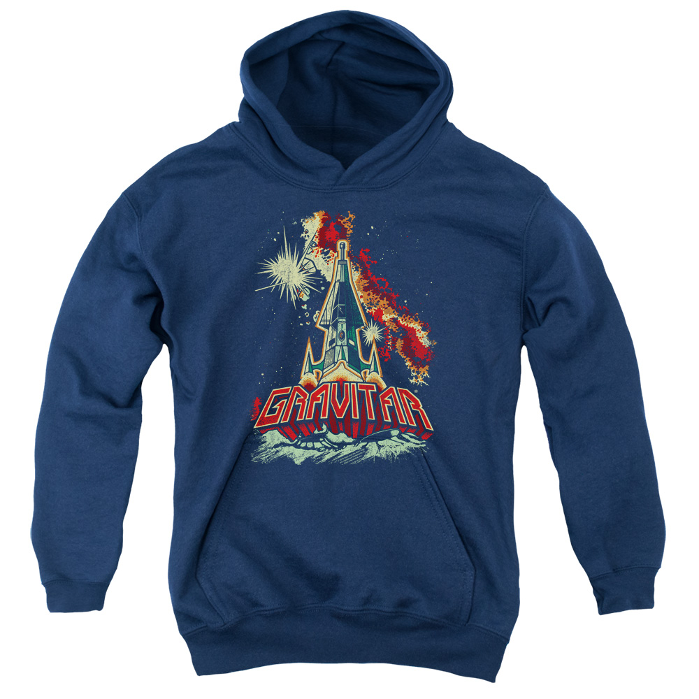 Atari & Blast Off Youth Cotton Pull-Over Hoodie, Navy - Large