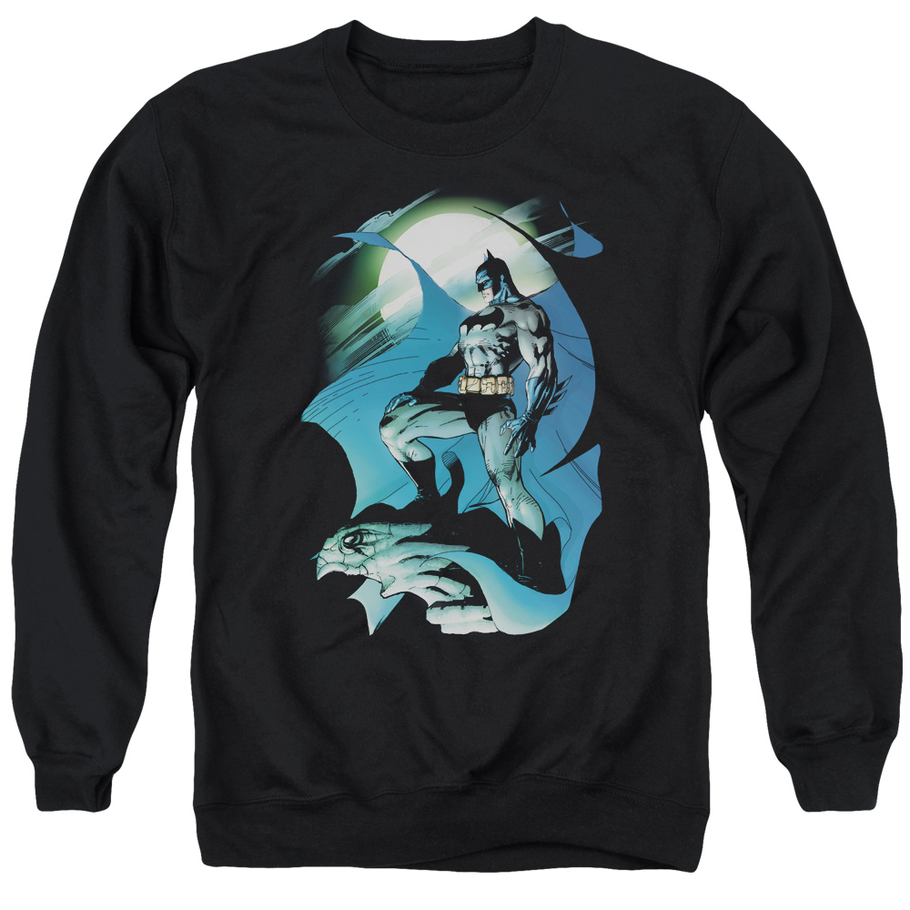 Batman & Glow of the Moon Long Sleeve Adult Crewneck Sweatshirt, Black - 3X