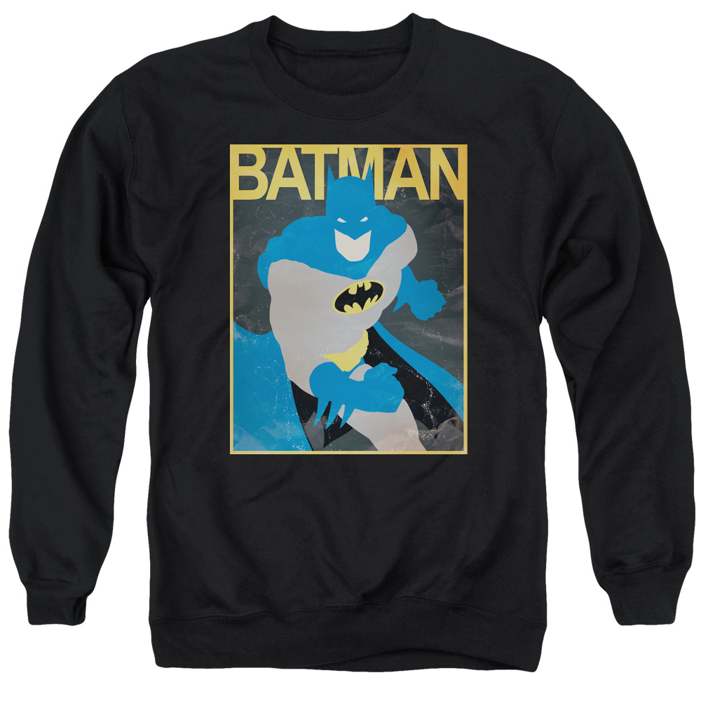 Batman & Simple BM Poster Long Sleeve Adult Crewneck Sweatshirt, Black - 3X