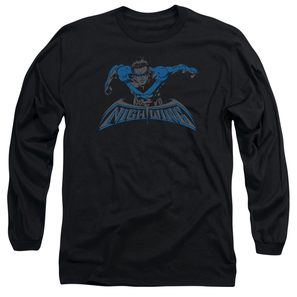 Batman & Wing of the Night Long Sleeve Cotton Adult 18-1 T-Shirt, Black - 3X