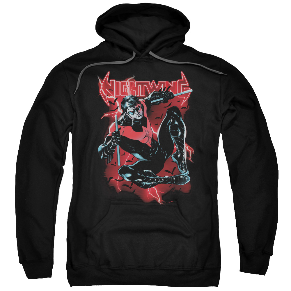 Batman & Lightwing Adult Pull-Over Hoodie, Black - 4X