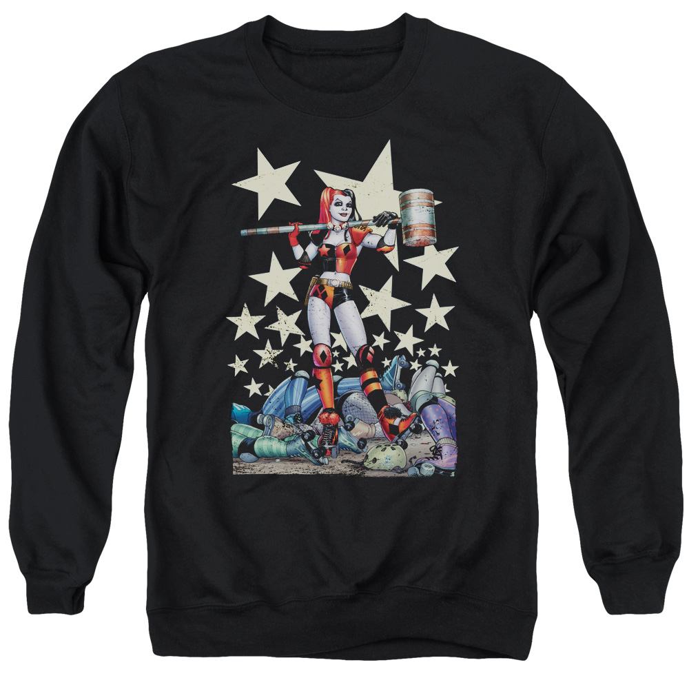Batman & Hammer Time Long Sleeve Adult Crewneck Sweatshirt, Black - 2X