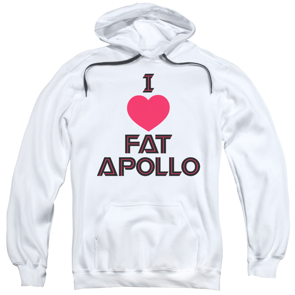 BSG173-AFTH-2 BSG & I Heart Fat Apollo Adult Pull-Over Hoodie, White - Medium