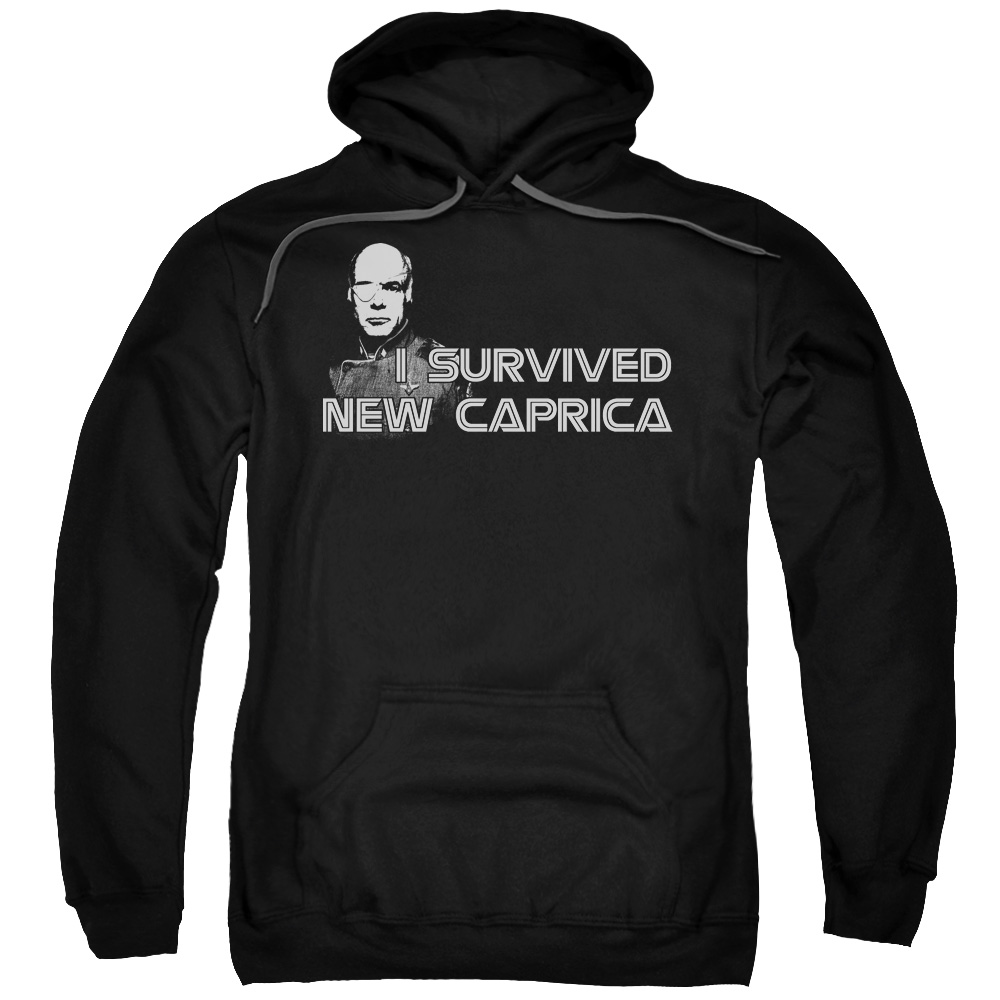 BSG178-AFTH-7 BSG & I Survived New Caprica Adult Pull-Over Hoodie, Black - 4X -  Trevco