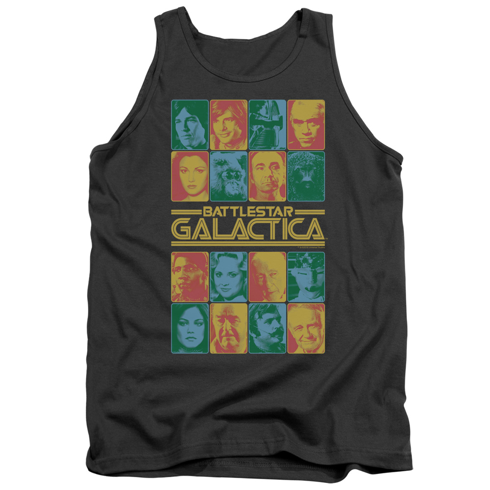 BSG209-TK-2 BSG & 35th Anniversary Cast Adult Cotton Tank Top, Charcoal - Medium