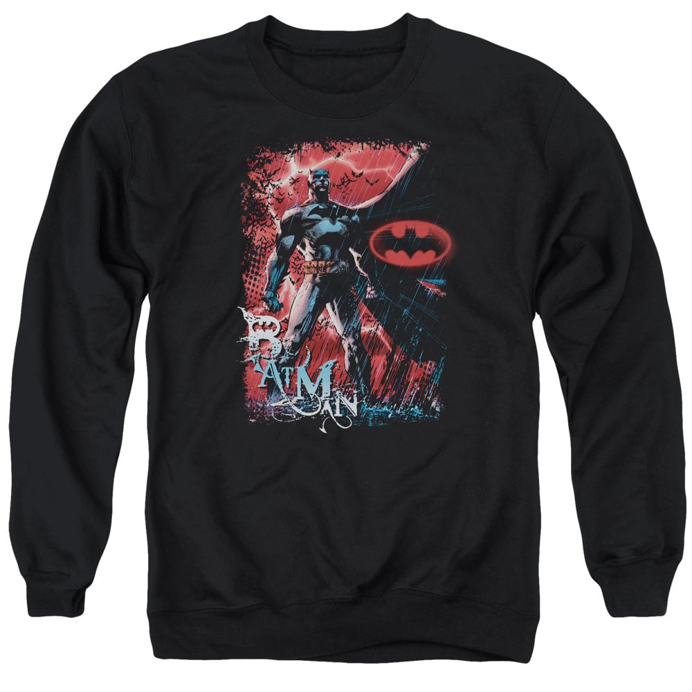 BM1794-AS-1 Batman & Gotham Reign Long Sleeve Adult Crewneck Sweatshirt, Black - Small