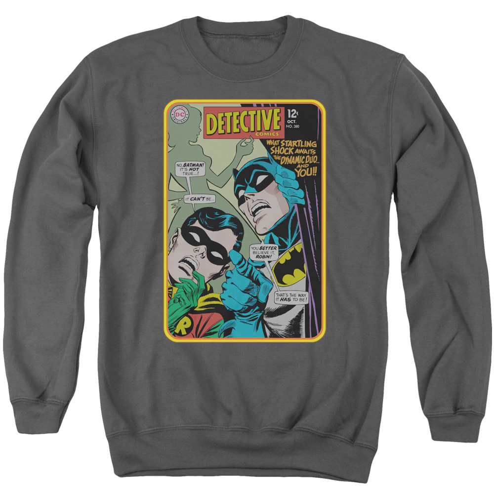 BM1803C-AS-1 Batman & Detective No.380 Long Sleeve Adult Crewneck Sweatshirt, Charcoal - Small
