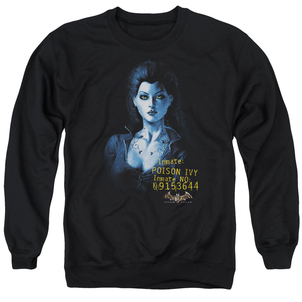 BM1822-AS-1 Batman AA & Arkham Poison Ivy Long Sleeve Adult Crewneck Sweatshirt, Black - Small