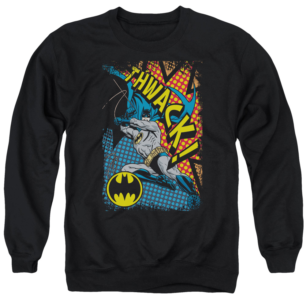 Batman & Thwack Long Sleeve Adult Crewneck Sweatshirt, Black - Small