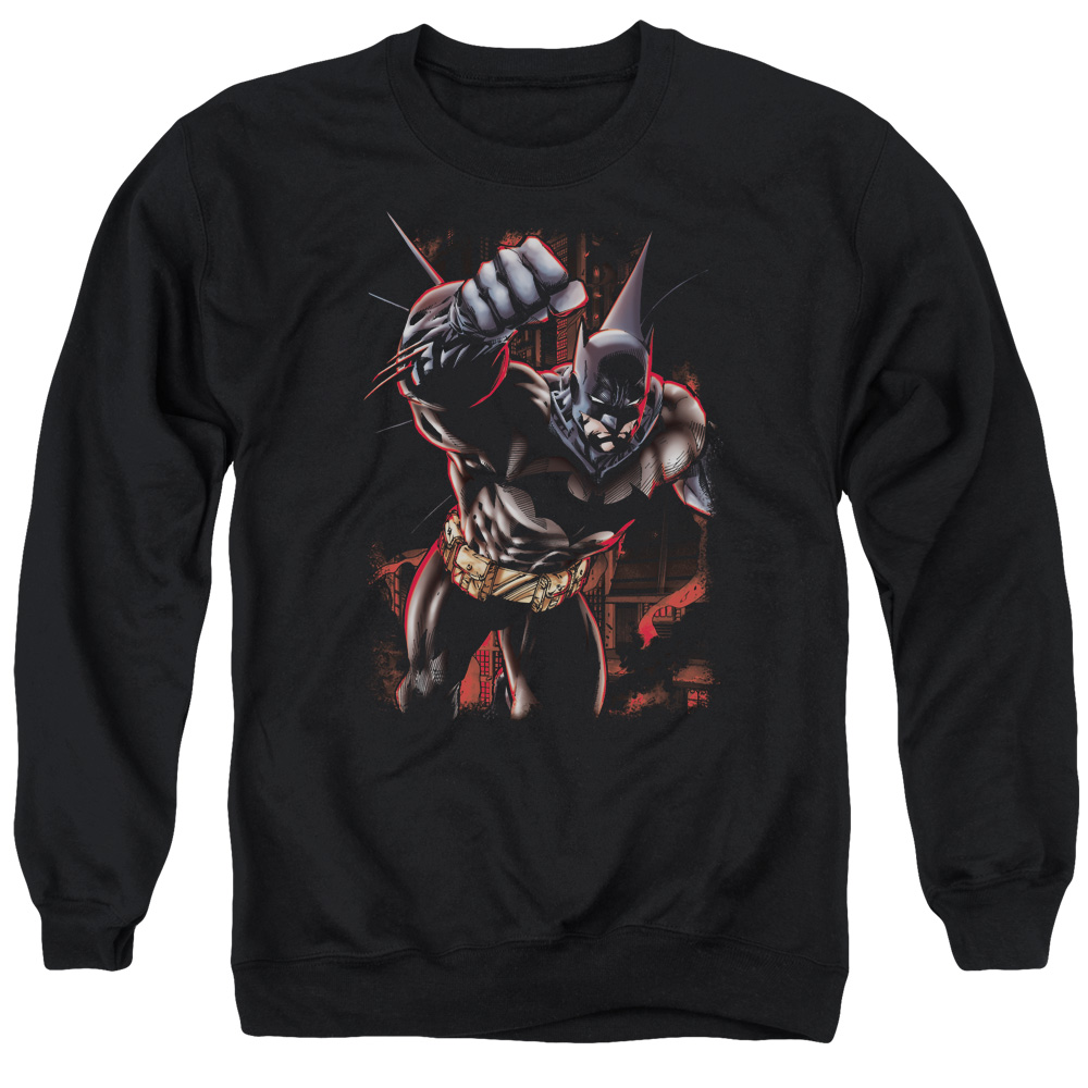BM1850-AS-1 Batman & Crimson Knight Long Sleeve Adult Crewneck Sweatshirt, Black - Small