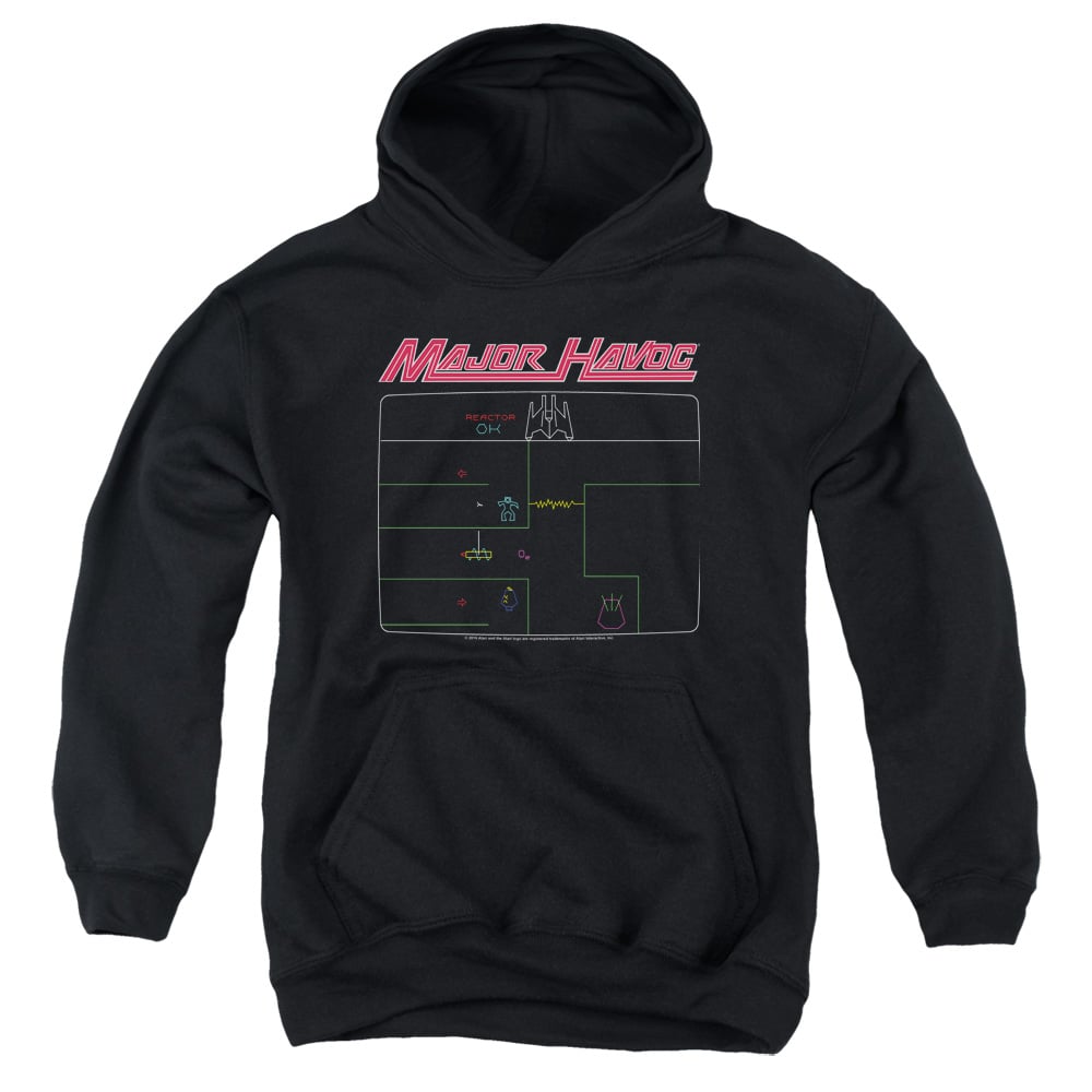ATRI135-YFTH-3 Atari & Major Havoc Screen Youth Cotton Pull-Over Hoodie, Black - Large