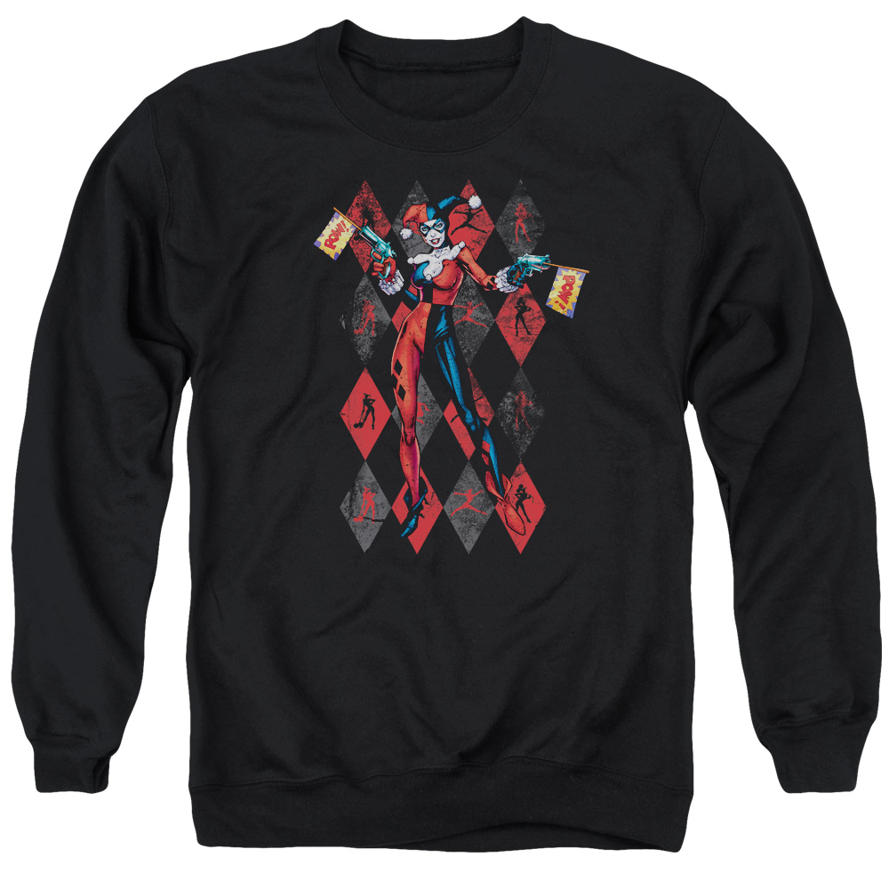 Batman & Pow Pow Long Sleeve Adult Crewneck Sweatshirt, Black - Medium