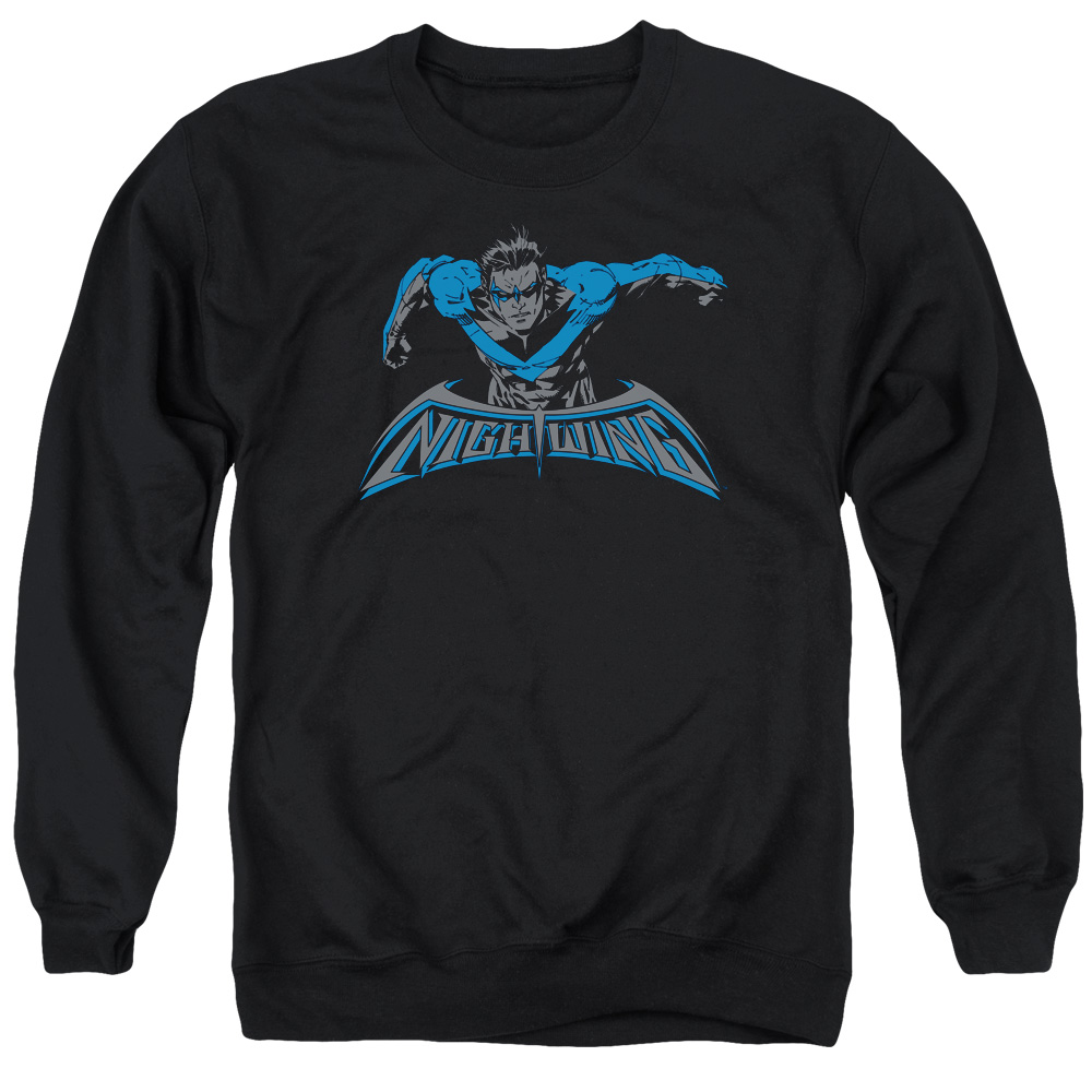 Batman & Wing of the Night Long Sleeve Adult Crewneck Sweatshirt, Black - Small