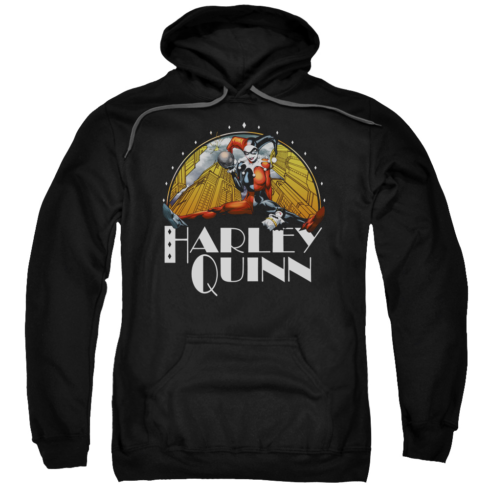 BM2591-AFTH-6 Batman & Play Date Adult Pull-Over Hoodie, Black - 3X