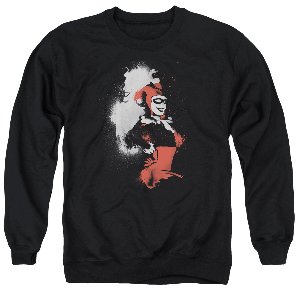 Batman & Splattered Couple Long Sleeve Adult Crewneck Sweatshirt, Black - Large