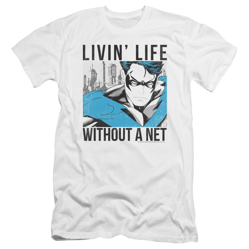 BM2638-PSF-2 Batman & Without A Net Adult Cotton Premium Canvas Brand Slim Fit 30-1 T-Shirt, White - Medium