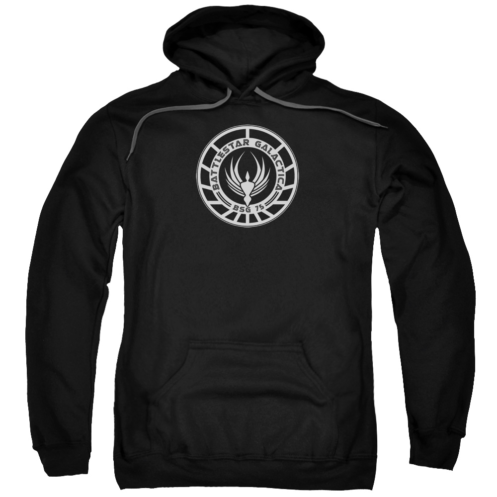 BSG115-AFTH-7 BSG & Galactica Badge Adult Pull-Over Hoodie, Black - 4X -  Trevco