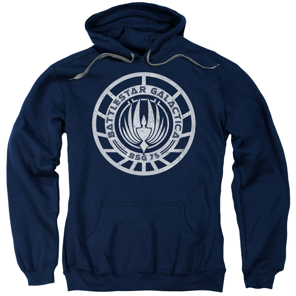 BSG & Scratched BSG Logo Adult Pull-Over Hoodie, Navy - Small