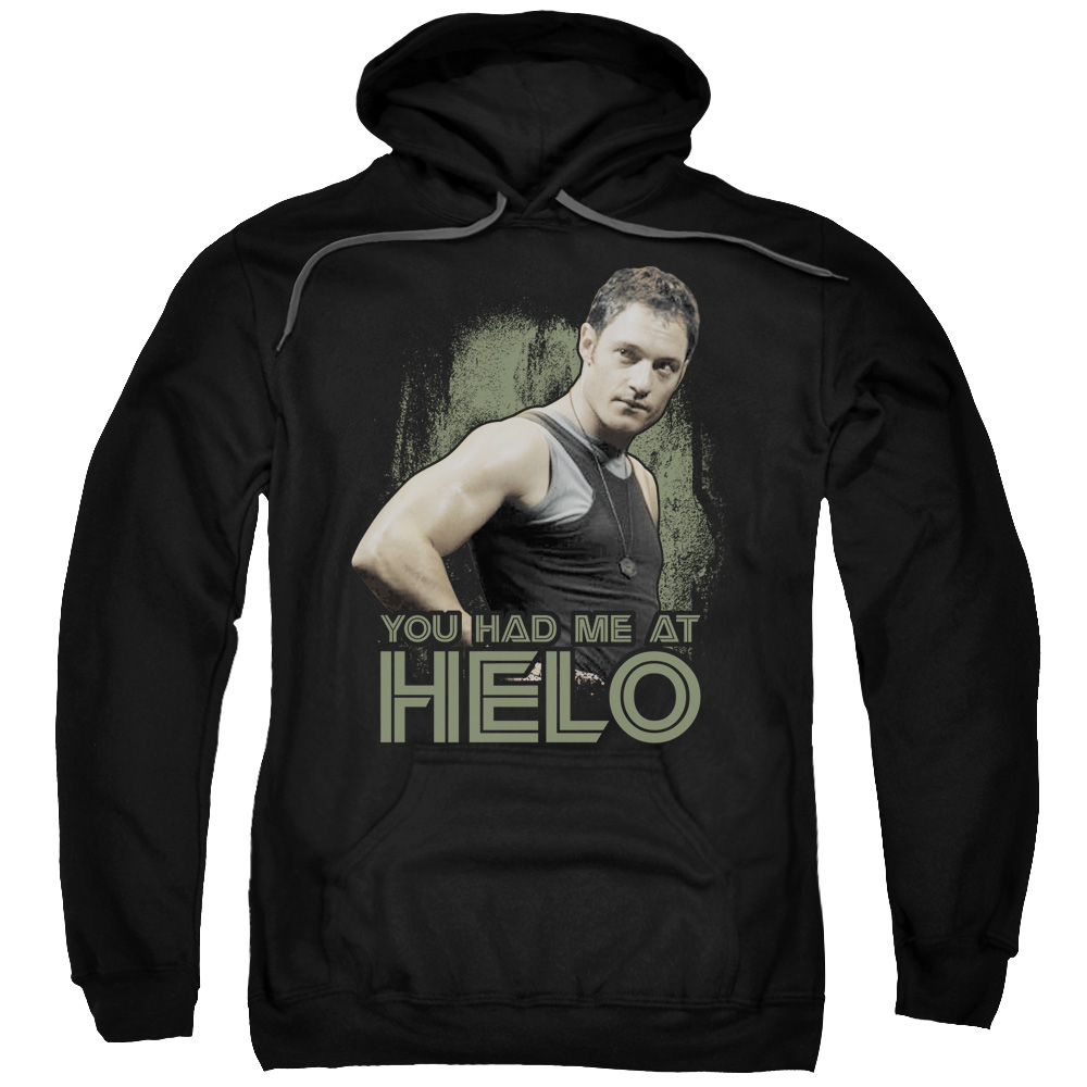 BSG177-AFTH-2 BSG & Had Me At Helo Adult Pull-Over Hoodie, Black - Medium