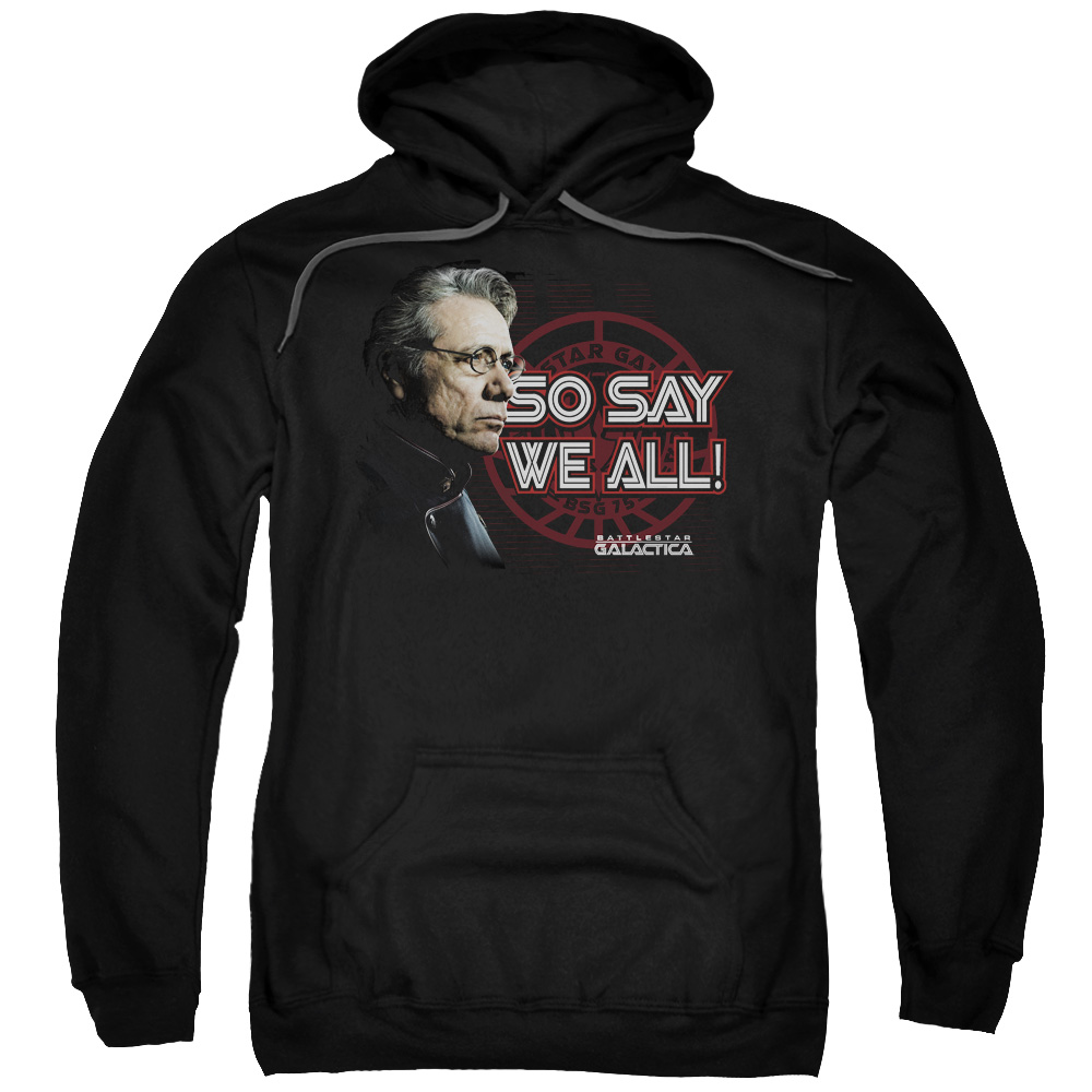 BSG188C-AFTH-2 BSG & So Say We All Adult Pull-Over Hoodie, Black - Medium