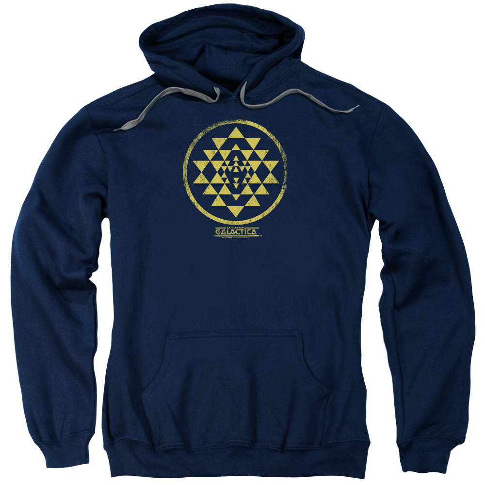 BSG & Gold Squadron Patch Adult Pull-Over Hoodie, Navy - Medium