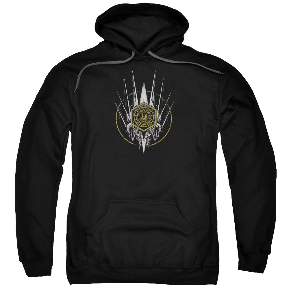 BSG & Crest of Ships Adult Pull-Over Hoodie, Black - 5X