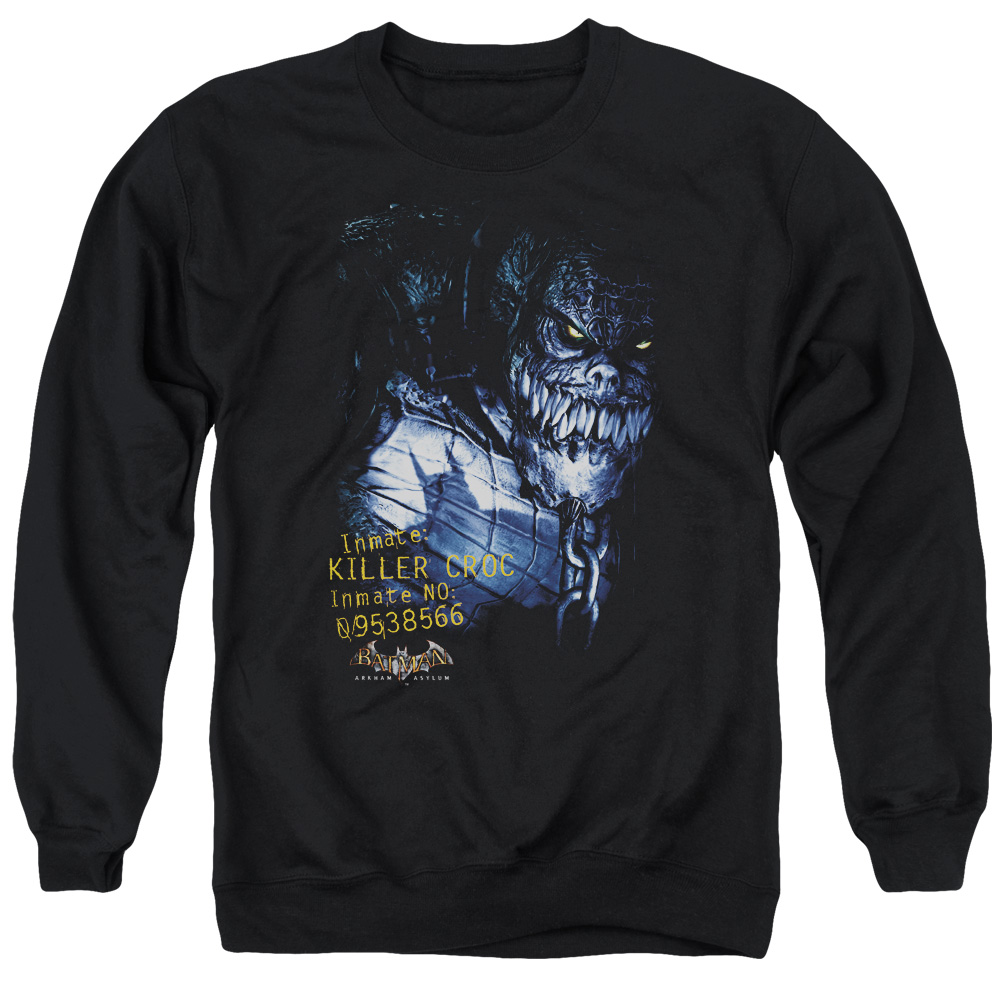 BM1821-AS-6 Batman AA & Arkham Killer Croc Long Sleeve Adult Crewneck Sweatshirt, Black - 3X
