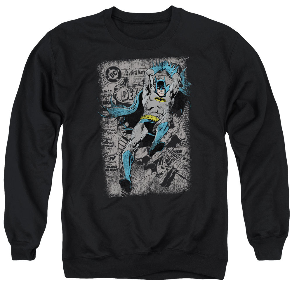 Batman & Detective No.487 Distress Long Sleeve Adult Crewneck Sweatshirt, Black - 3X