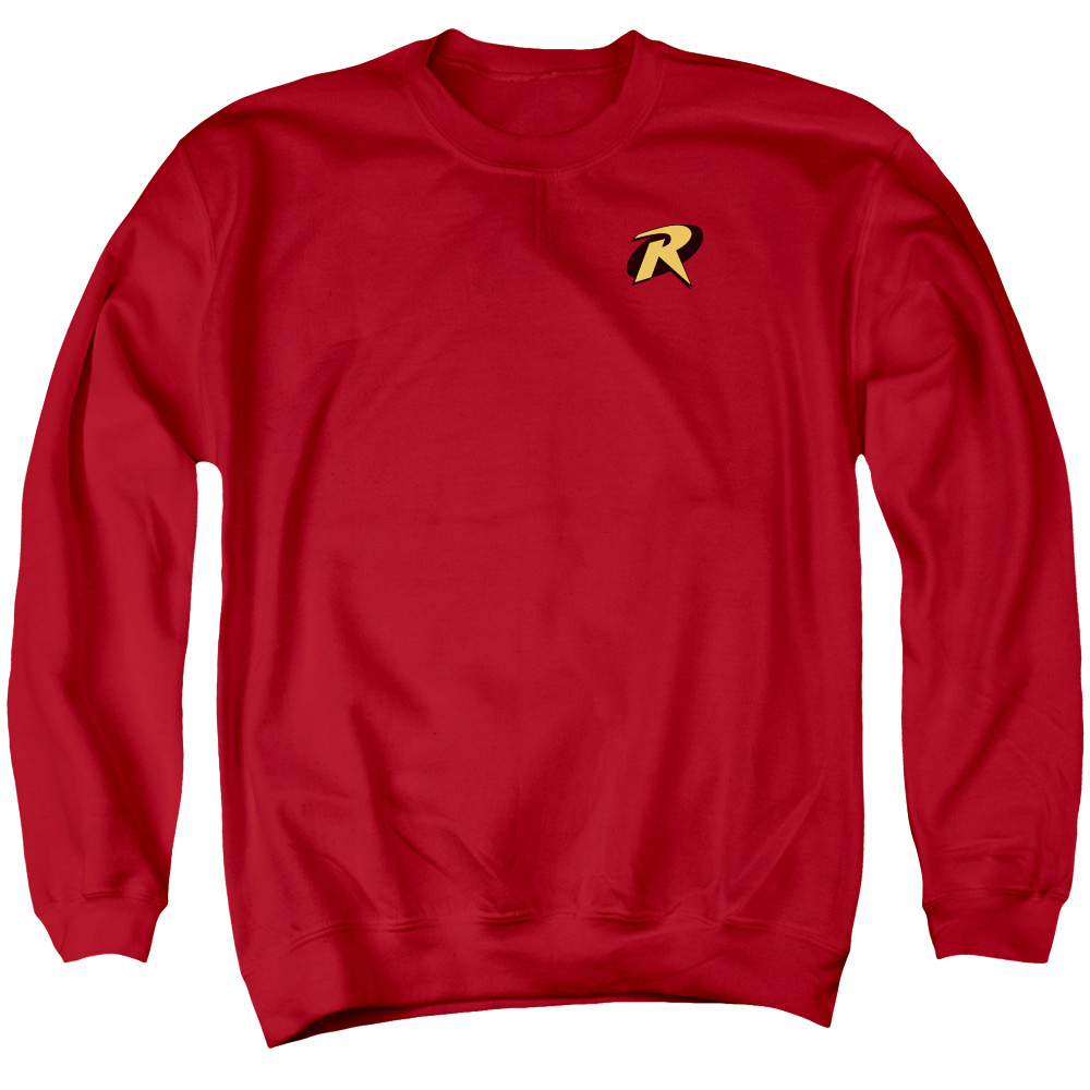 BM1854-AS-5 Batman & Robin Logo Long Sleeve Adult Crewneck Sweatshirt, Red - 2X