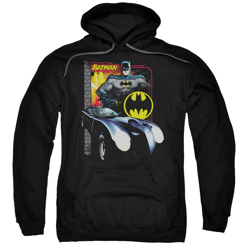 BM1855-AFTH-7 Batman & Bat Racing Adult Pull-Over Hoodie, Black - 4X -  Trevco